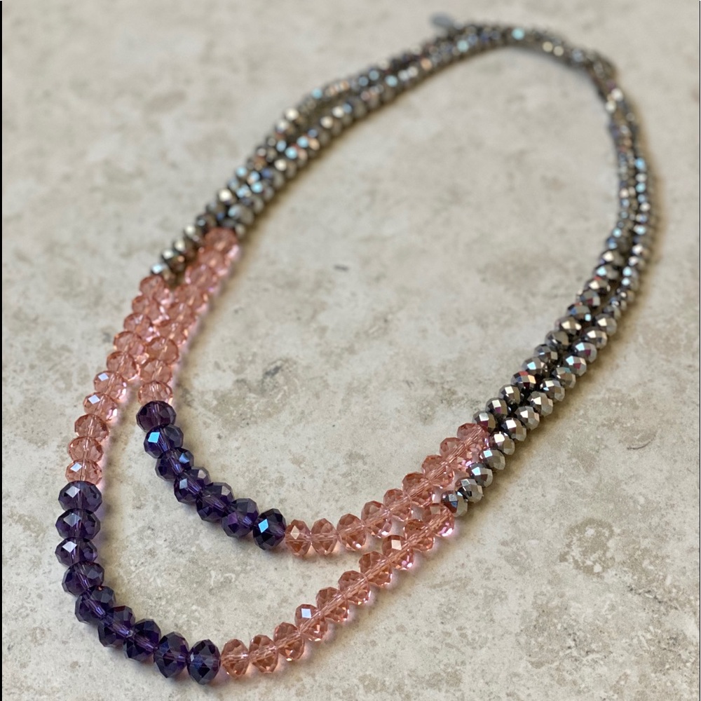 |Double Stranded Glass Bead Necklace